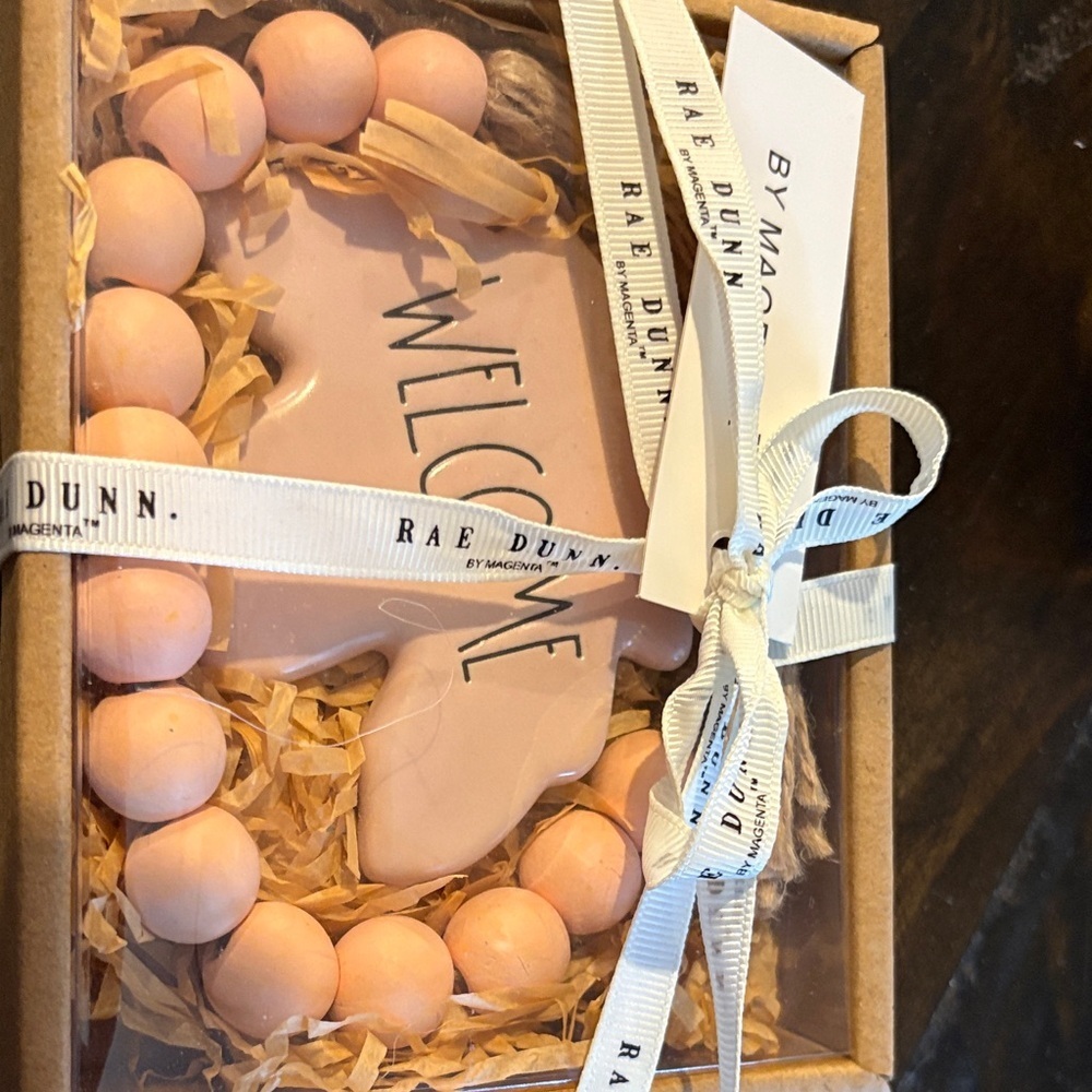 Rae Dunn Pink Welcome Sign with Beads